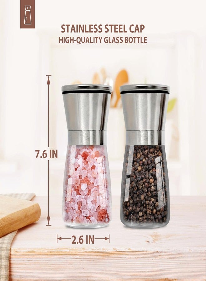 YANENAN Salt and Pepper Grinder Set, Stainless Steel Salt and Pepper Shakers with Spice Grinder Refillable Manual, Adjustable Coarseness Pepper and Salt Mill - Image 4